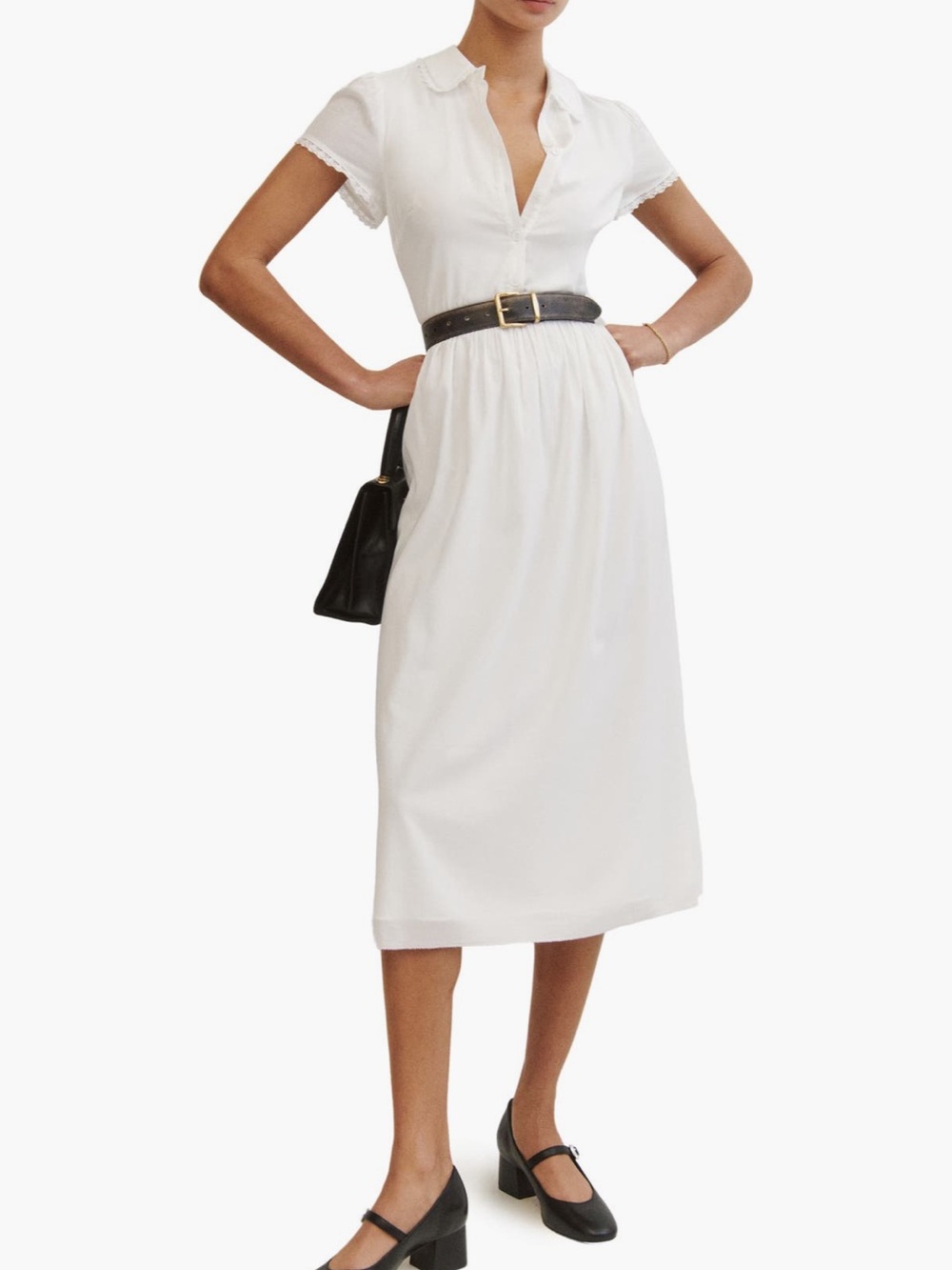 Reformation White Ula Midi Shirtdress